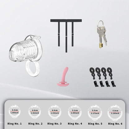Extensible Silicone Chastity Cage With Vibration Plug