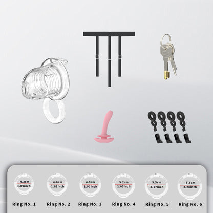 Extensible Silicone Chastity Cage With Vibration Plug