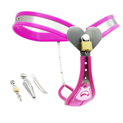Female Chastity Belt With Pink Transparent Panel - 3