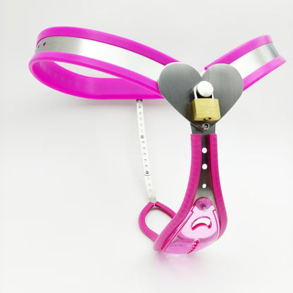 Female Chastity Belt With Pink Transparent Panel - 1