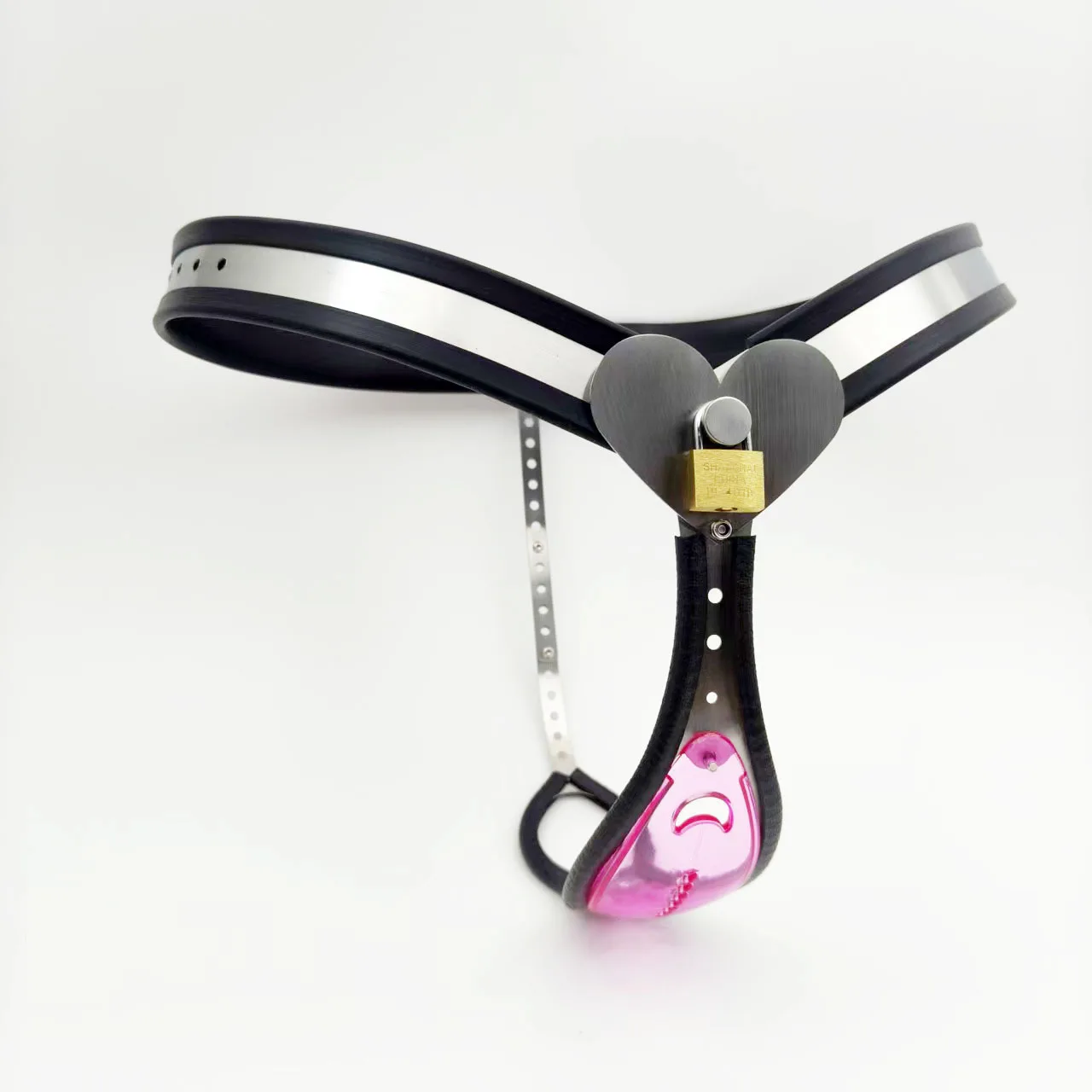 Female Chastity Belt With Pink Transparent Panel - 4