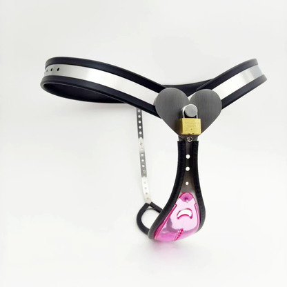 Female Chastity Belt With Pink Transparent Panel - 4