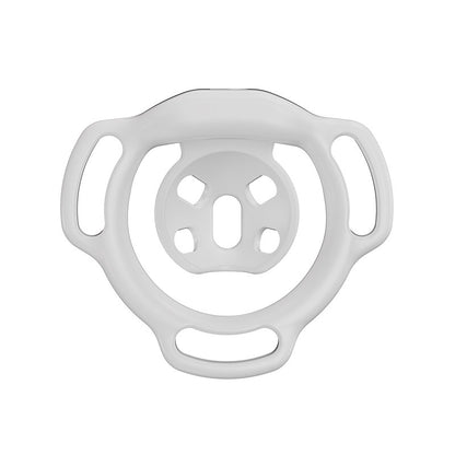 White Firefly flat chastity cage rear view showing the inner center panel and three strap slots