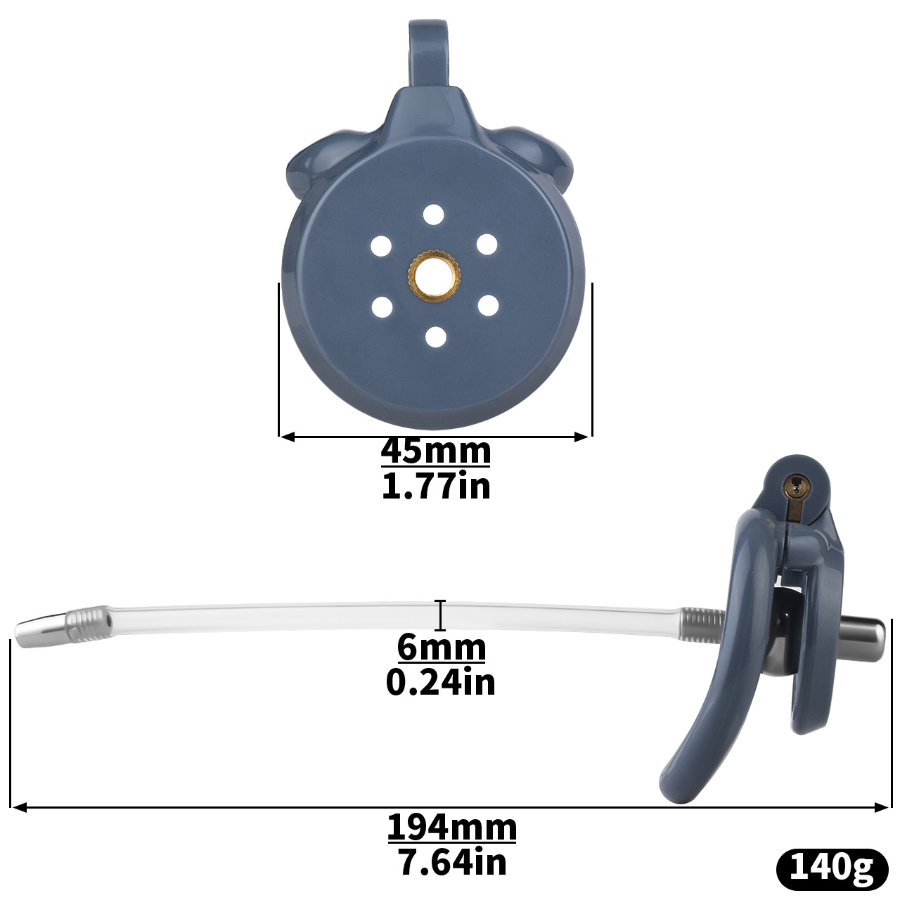 Flat Chastity Cage with Detchable Ball Catheter- 17