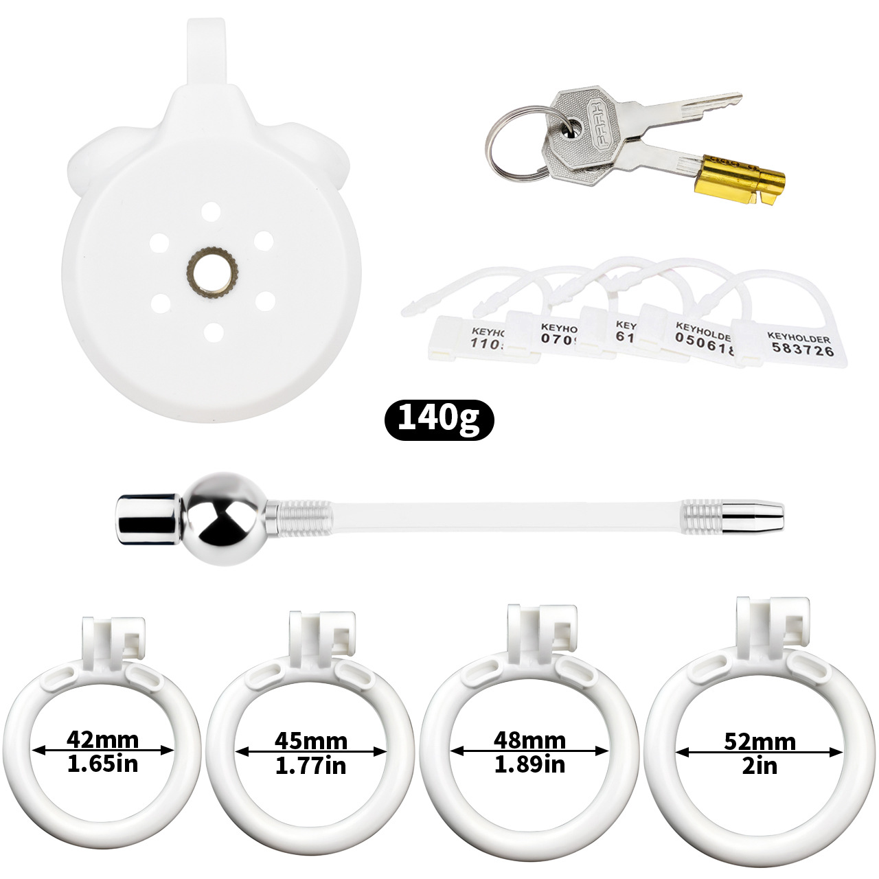 Flat Chastity Cage with Detchable Ball Catheter- -5 