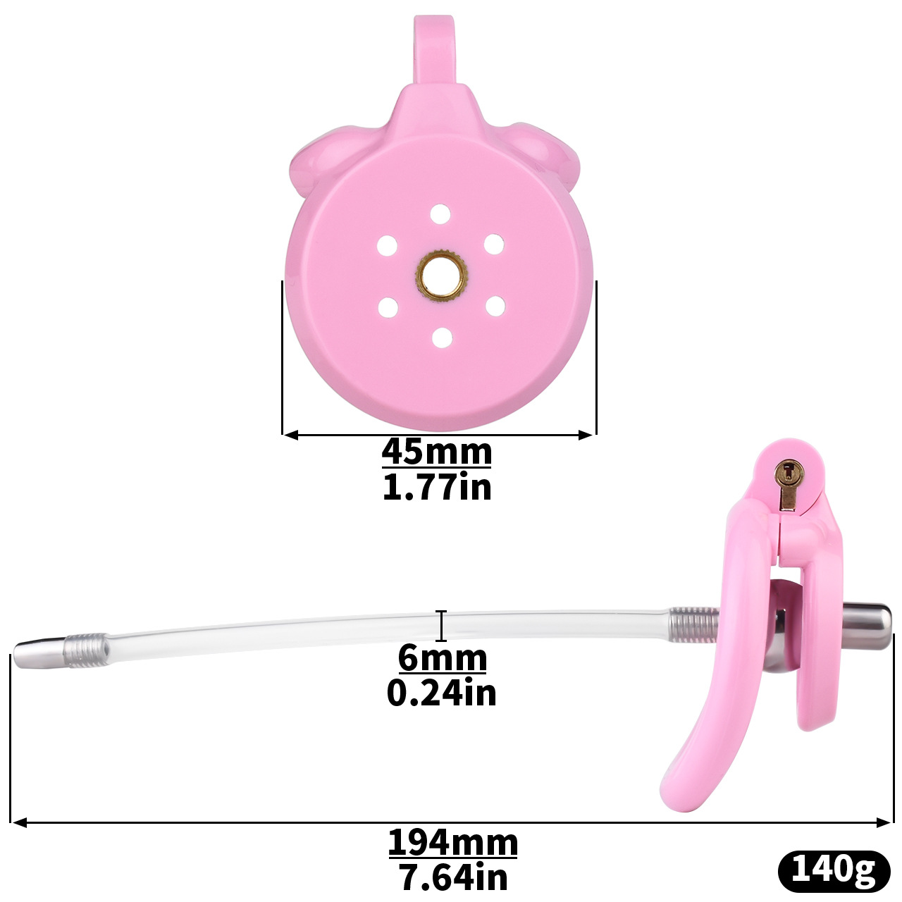 Flat Chastity Cage with Detchable Ball Catheter- 4