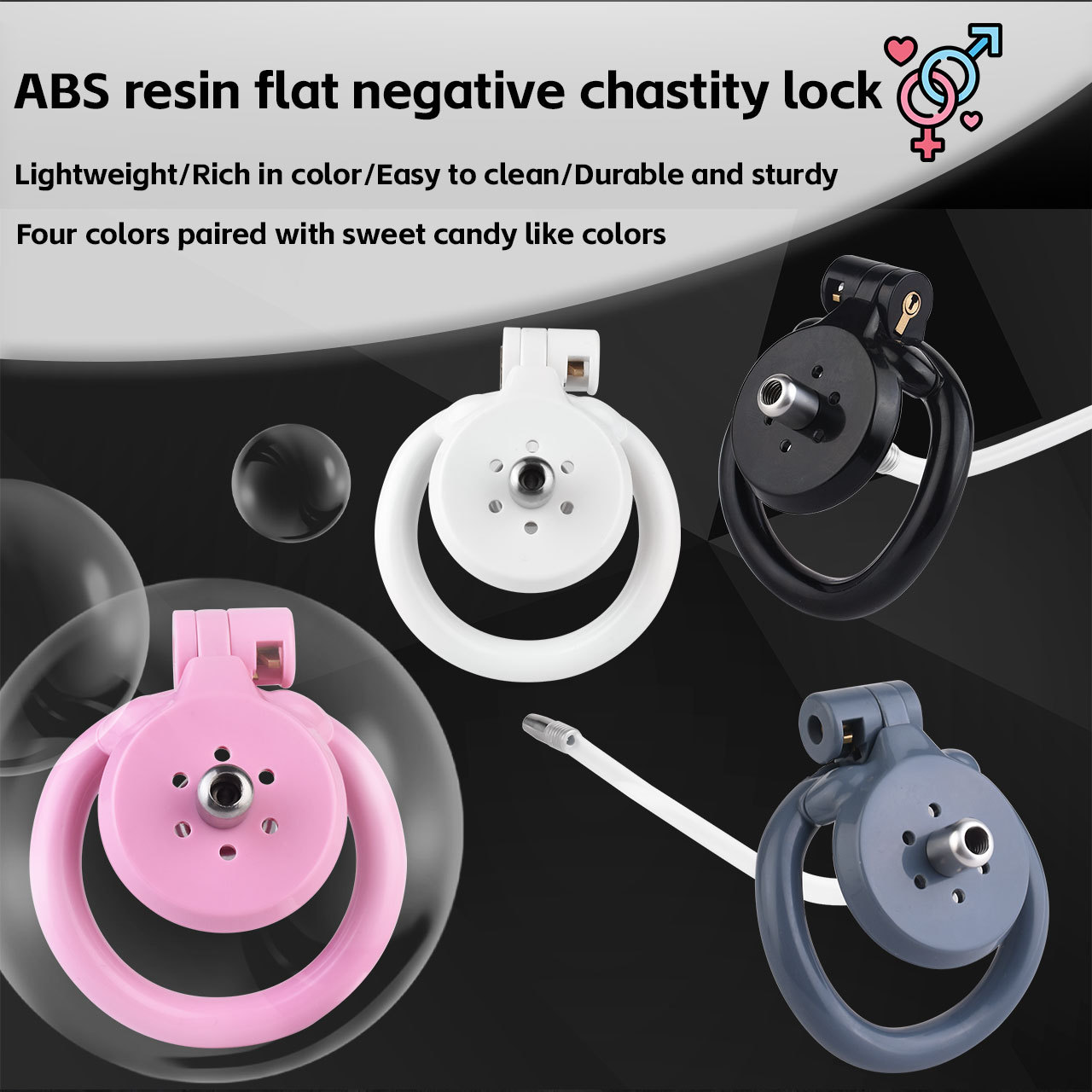 Flat Chastity Cage with Detchable Ball Catheter- 20