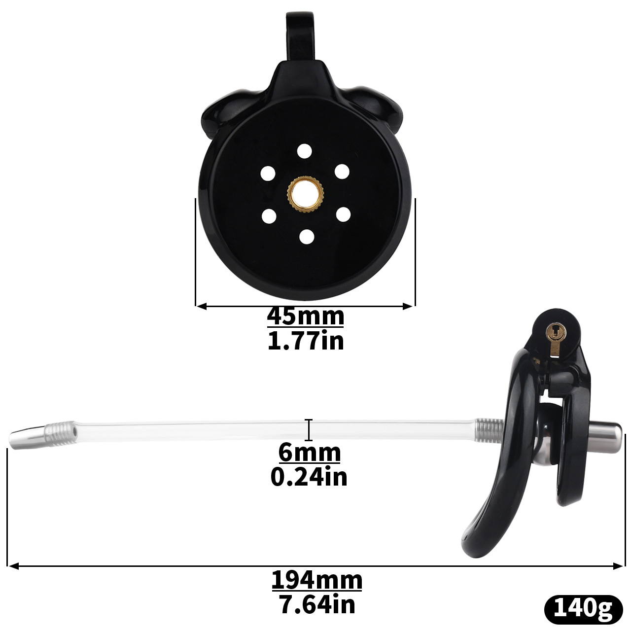 Flat Chastity Cage with Detchable Ball Catheter- 13