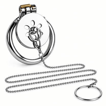 Flat Chastity Cage with Traction Chain
