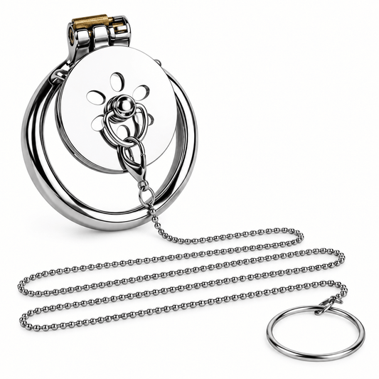 Flat Chastity Cage with Traction Chain