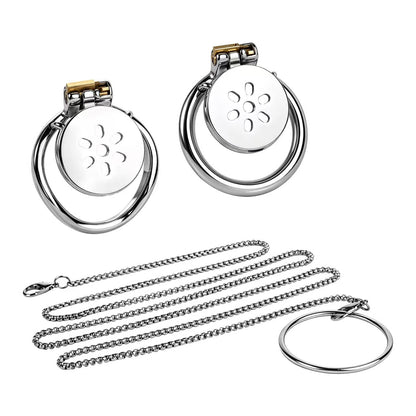 Flat Chastity Cage with Traction Chain