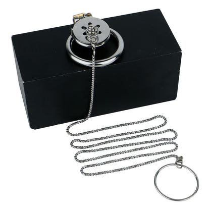 Flat Chastity Cage with Traction Chain