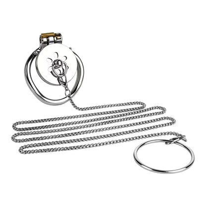 Flat Chastity Cage with Traction Chain