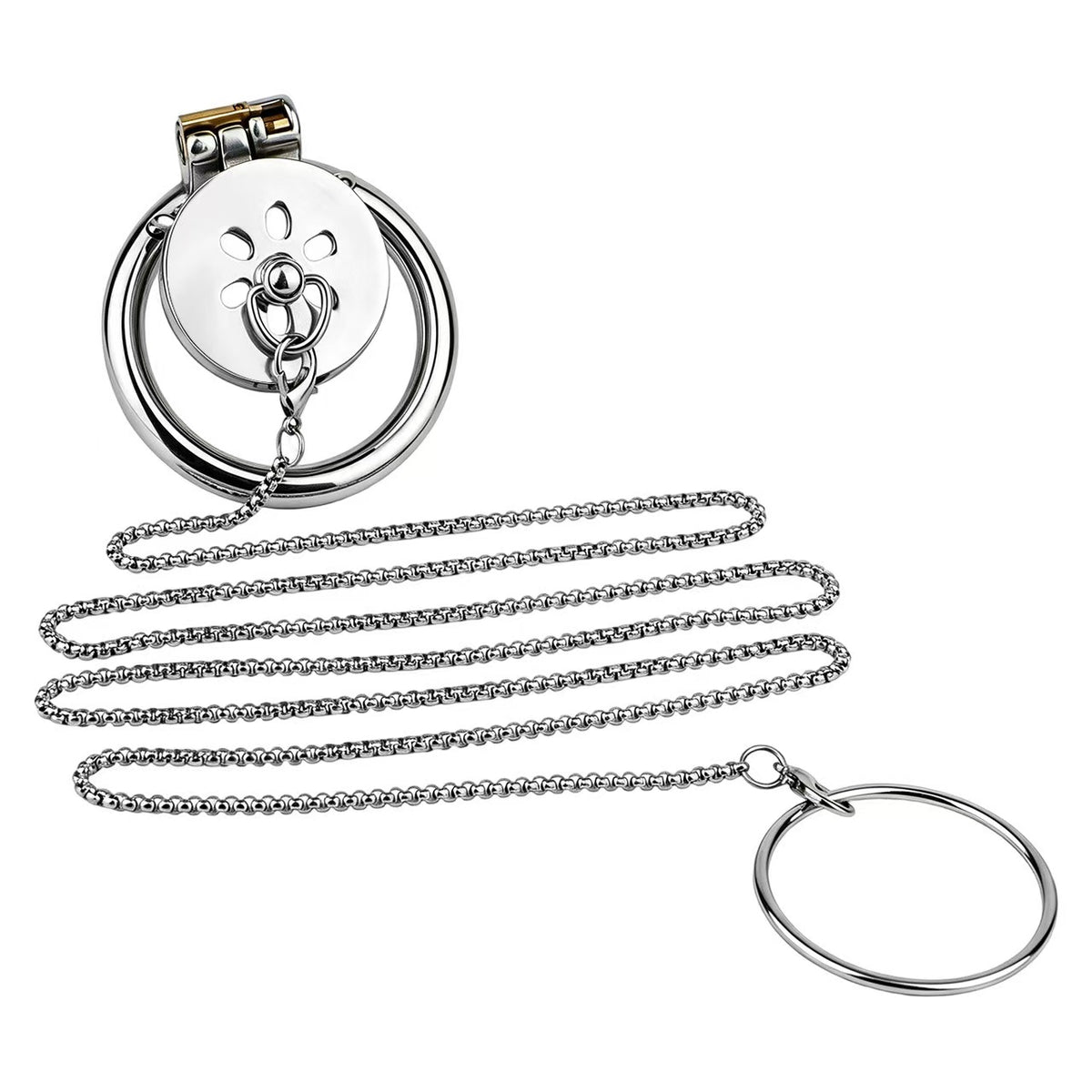 Flat Chastity Cage with Traction Chain