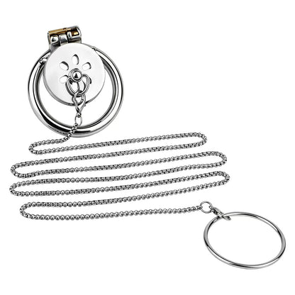 Flat Chastity Cage with Traction Chain