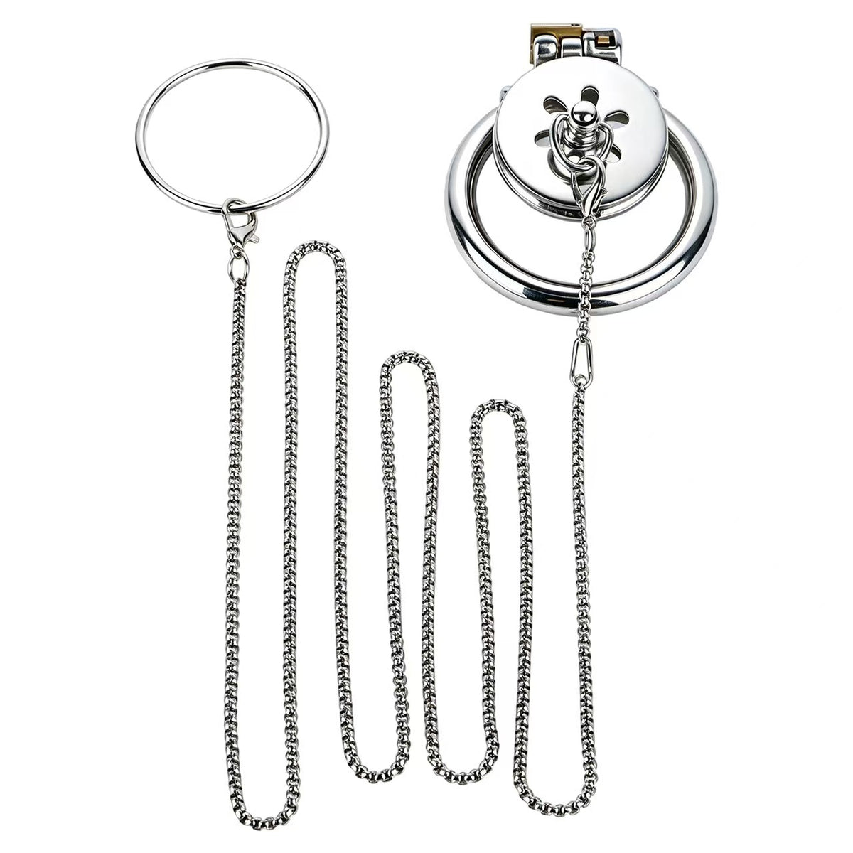 Flat Chastity Cage with Traction Chain