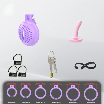 Flat Soft Chastity Cage with 6 Rings - 9