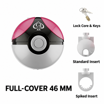 Full-Cover Ball Chastity Cage 46 mm ring size with lock and two insert styles