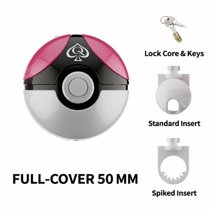 Full-Cover Ball Chastity Cage 50 mm ring size with lock and two insert styles