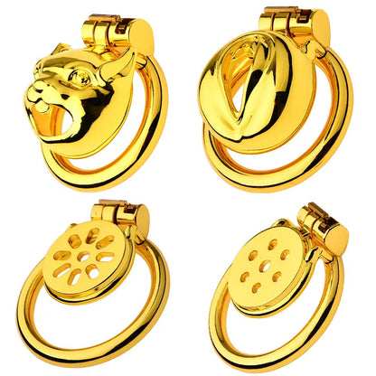 Golden Flat Metal Chastity Device