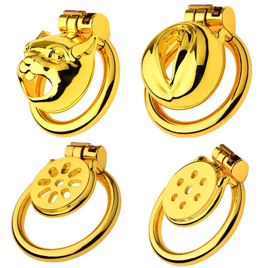 Golden Flat Metal Chastity Device