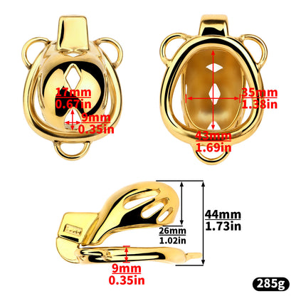 Golden Short Smooth Stainless Steel Mamba Cage with Belt