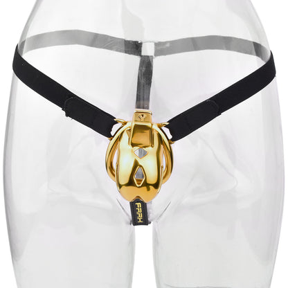 Golden Short Smooth Stainless Steel Mamba Cage with Belt