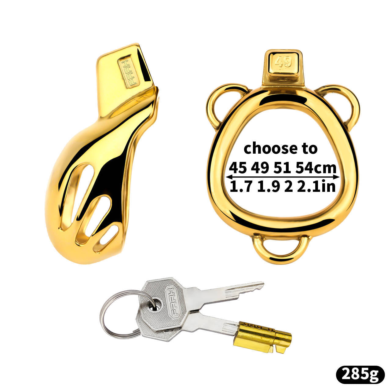 Golden Short Smooth Stainless Steel Mamba Cage with Belt