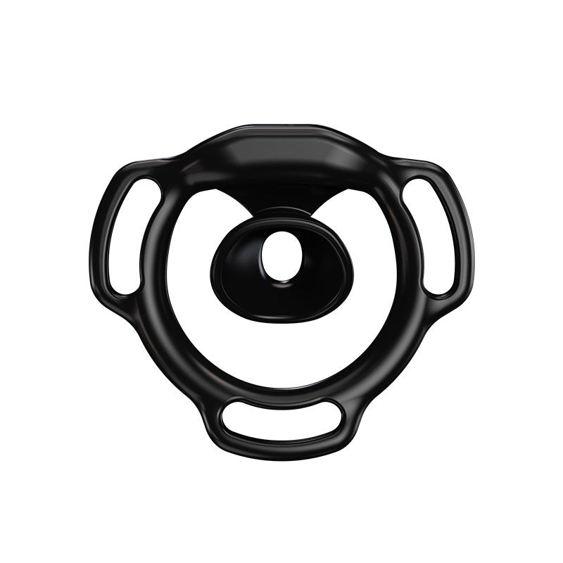 Black Halo Ring flat chastity cage rear view showing its inward-facing center profile