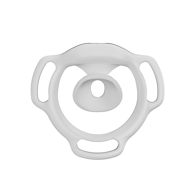 White Halo Ring flat chastity cage rear view showing its inward-facing center profile
