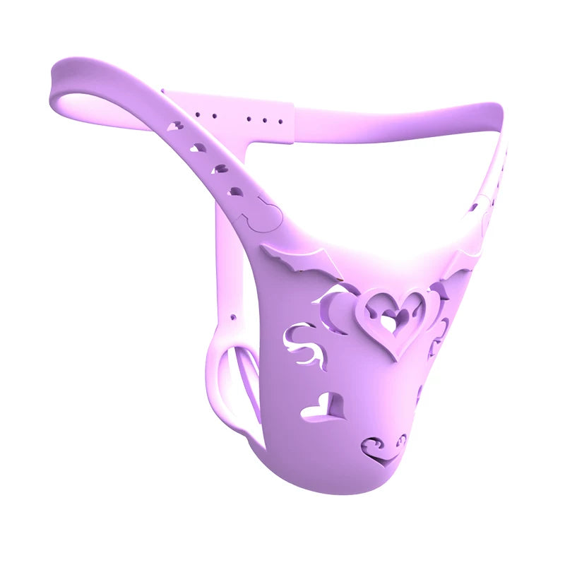 Purple Resin heart-cutout custom chastity belt front view