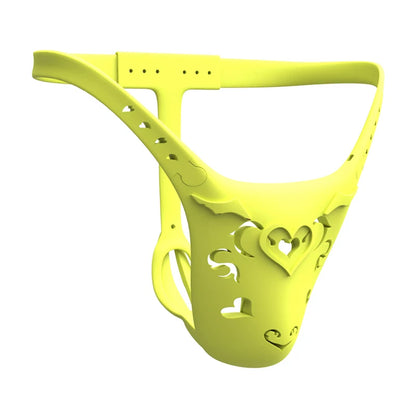 Yellow-Green Resin heart-cutout custom chastity belt front view