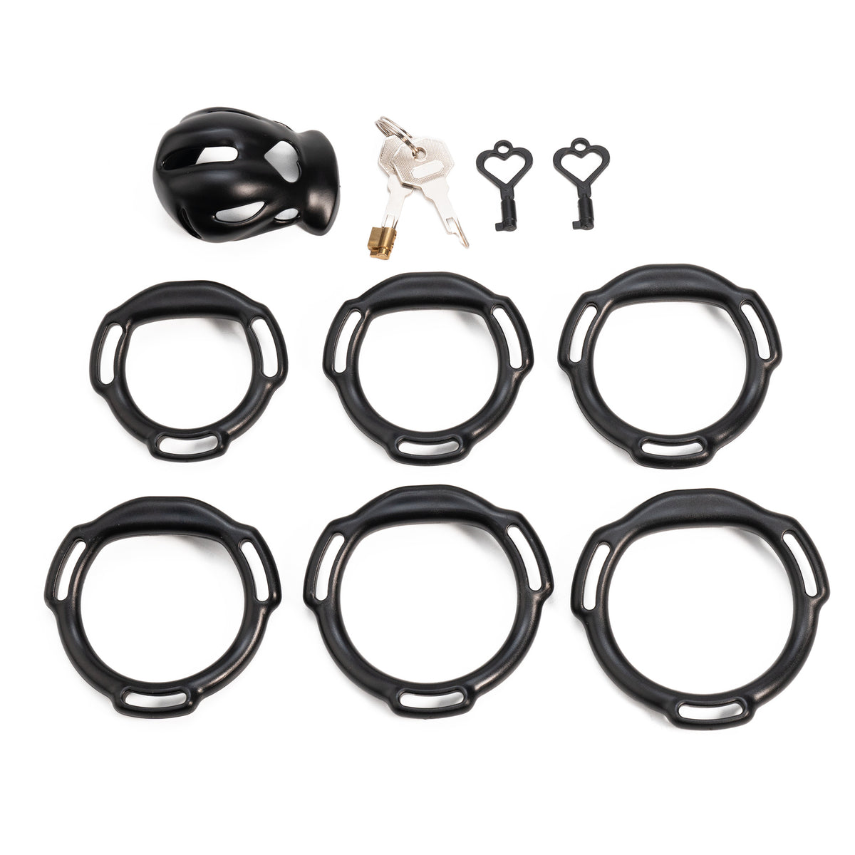 Heart cutout cage configuration 6 with matching base rings