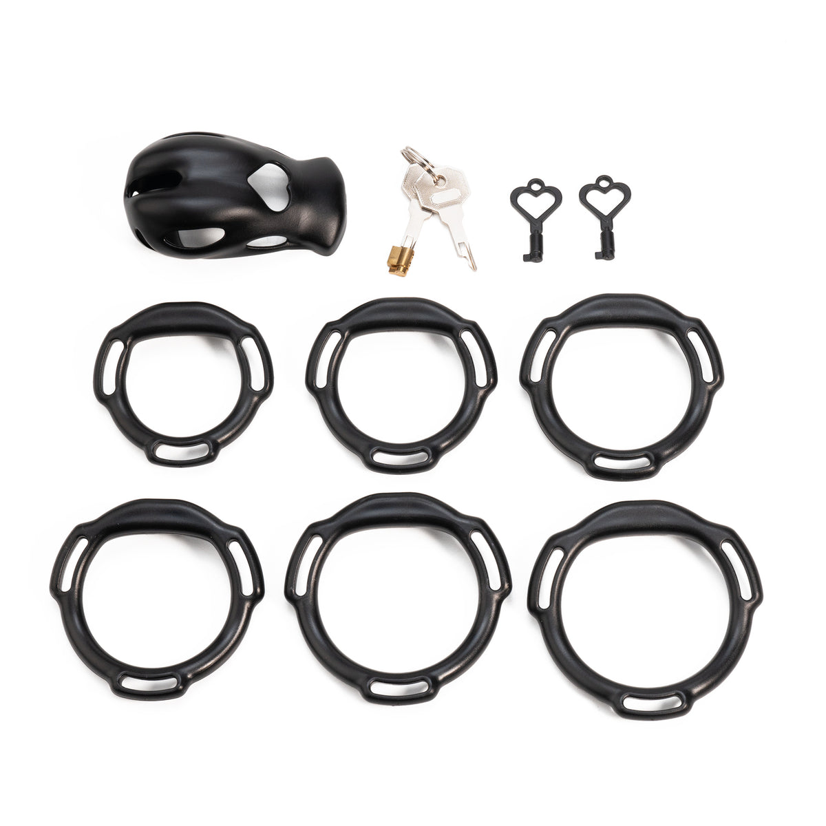 Heart cutout cage configuration 8 with matching base rings