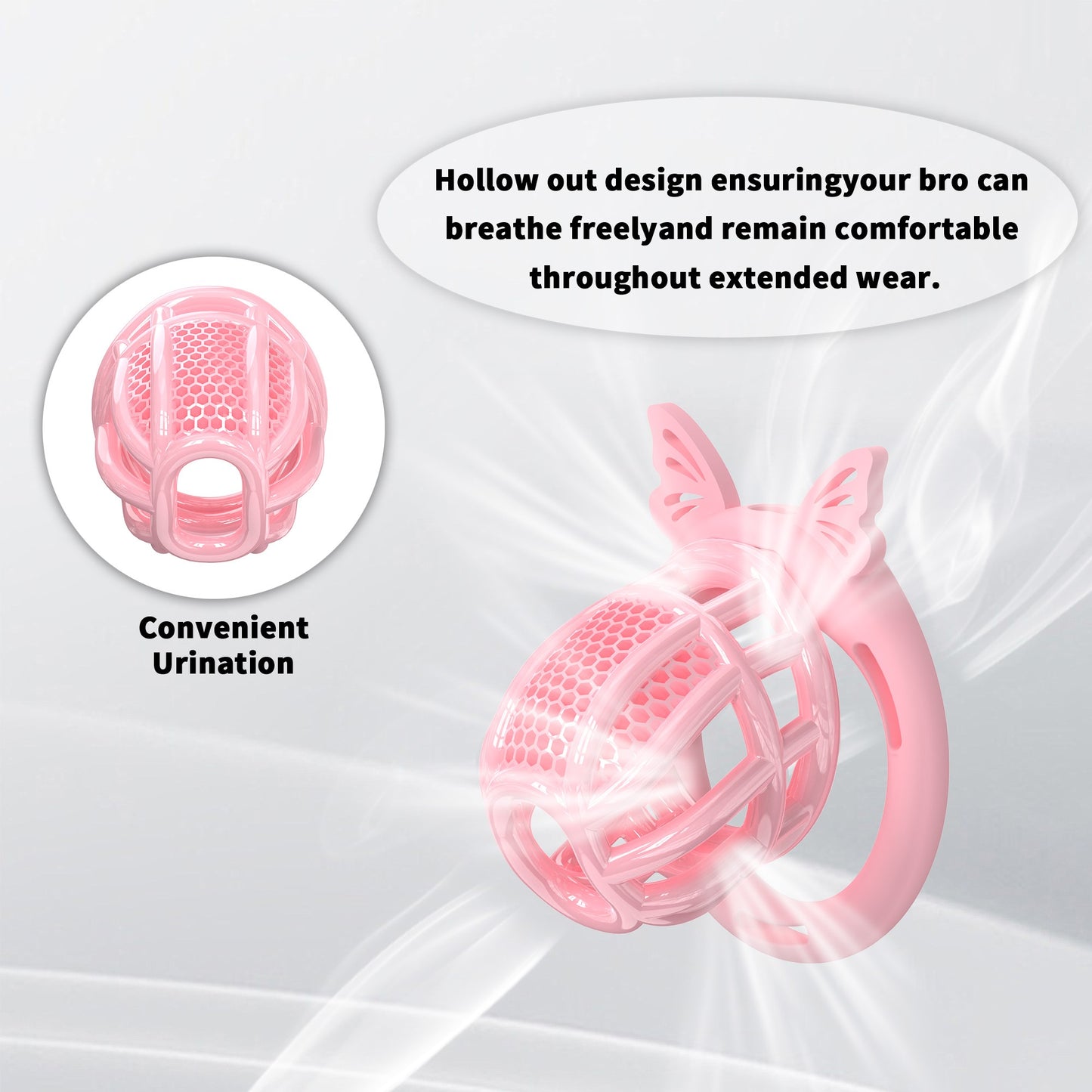 Honeycomb Invisible Chastity Cage With 4 Silicone Rings 6