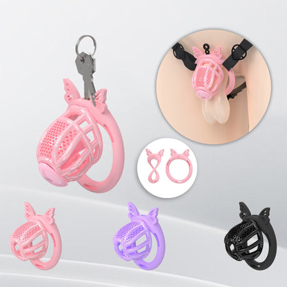 Honeycomb Invisible Chastity Cage With 4 Silicone Rings 3