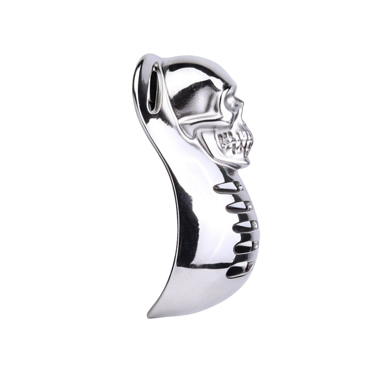 Horror Skull Metal Chastity Cage curved cover side profile