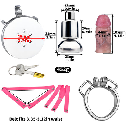 Inverted Chastity Cage with Large Dildo with Arc Ring