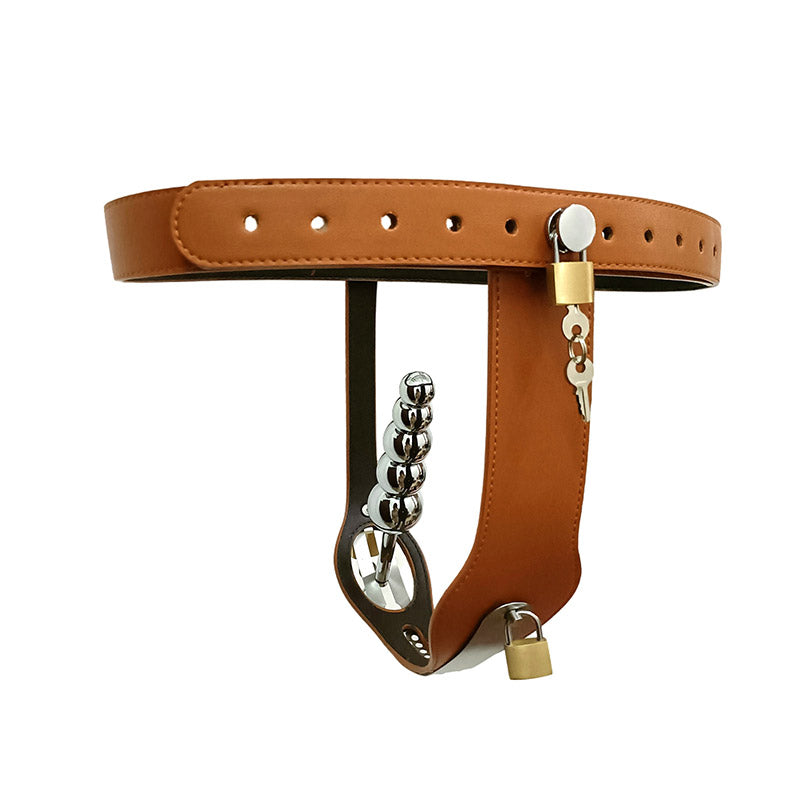 Leather Lockable Chastity Belt for Female