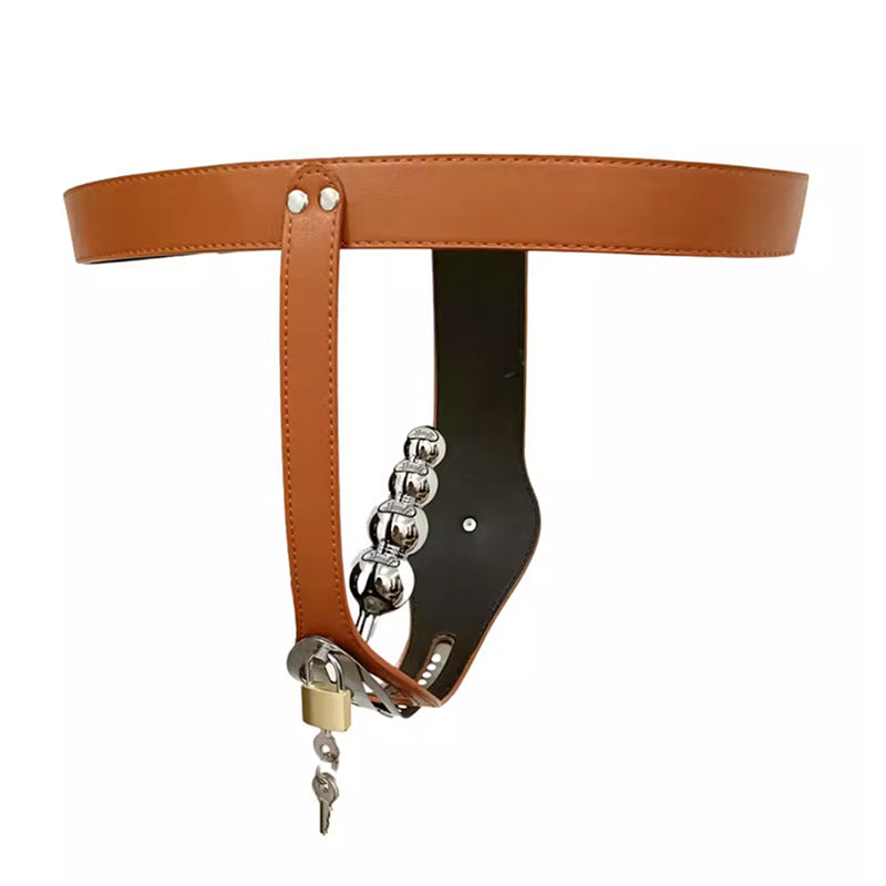 Leather Lockable Chastity Belt for Female