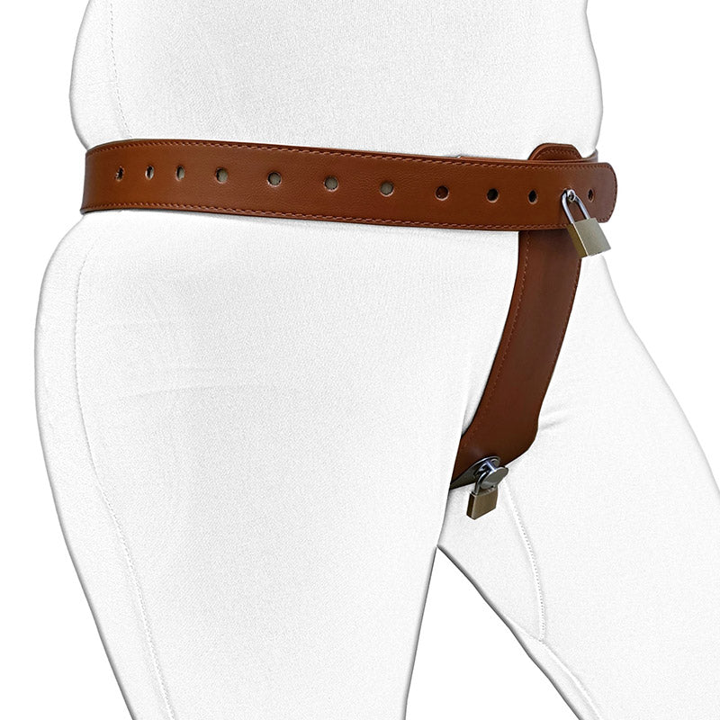 Leather Lockable Chastity Belt for Female