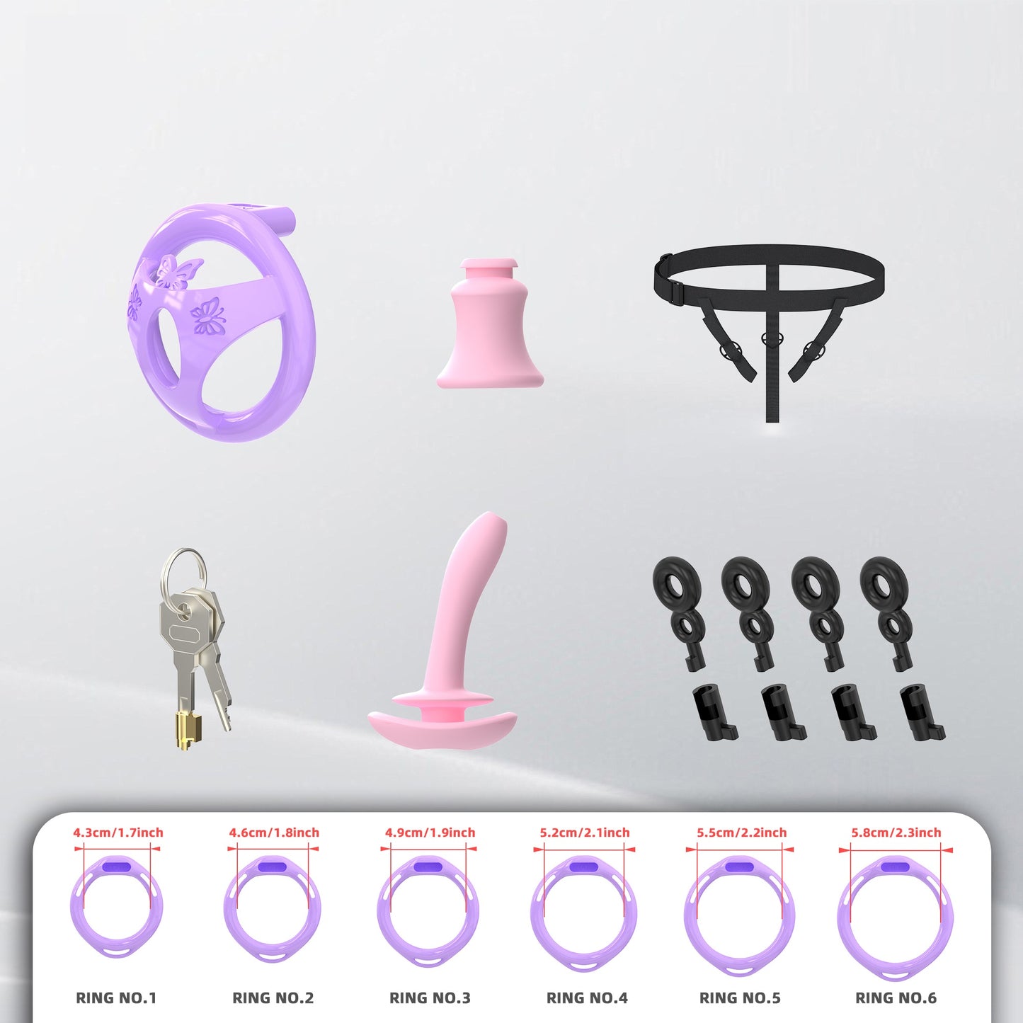 Male Flat Chastity Cage Inverted Plug