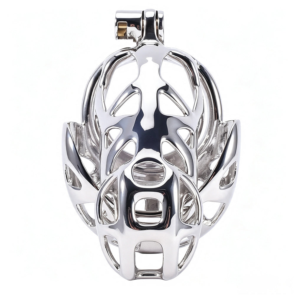 Mamba Stainless Steel Ball-Enclosing Chastity Cage front view