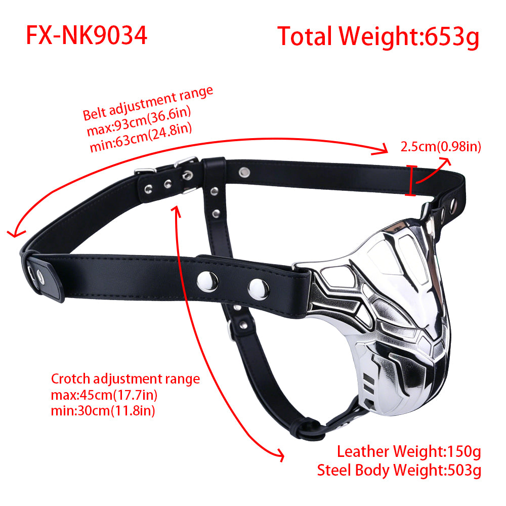 Mech Armor Metal Chastity Cage Standard Belt adjustment measurements