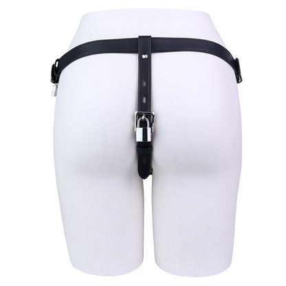 Mech Armor Metal Chastity Cage Lockable Belt rear strap and padlock
