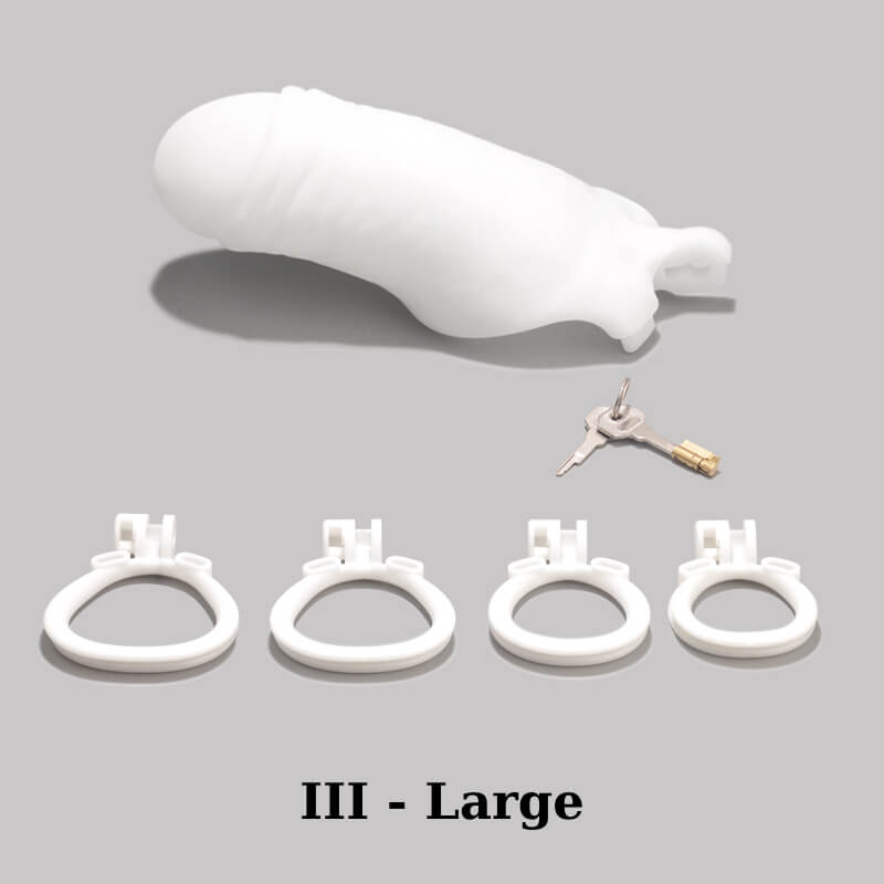 Men's Simulated Penis White Chastity Cage