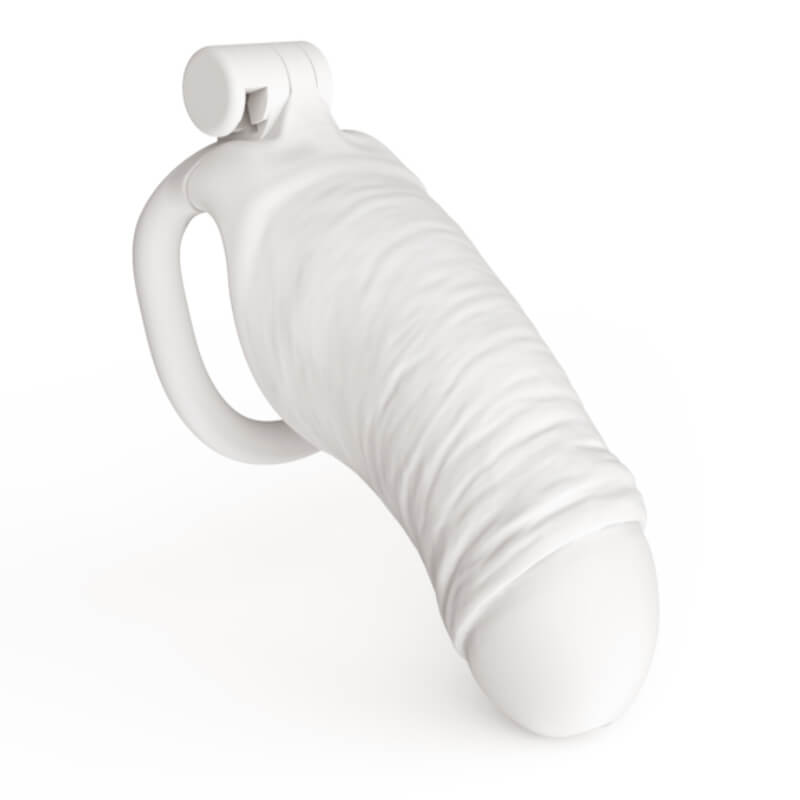 Men's Simulated Penis White Chastity Cage