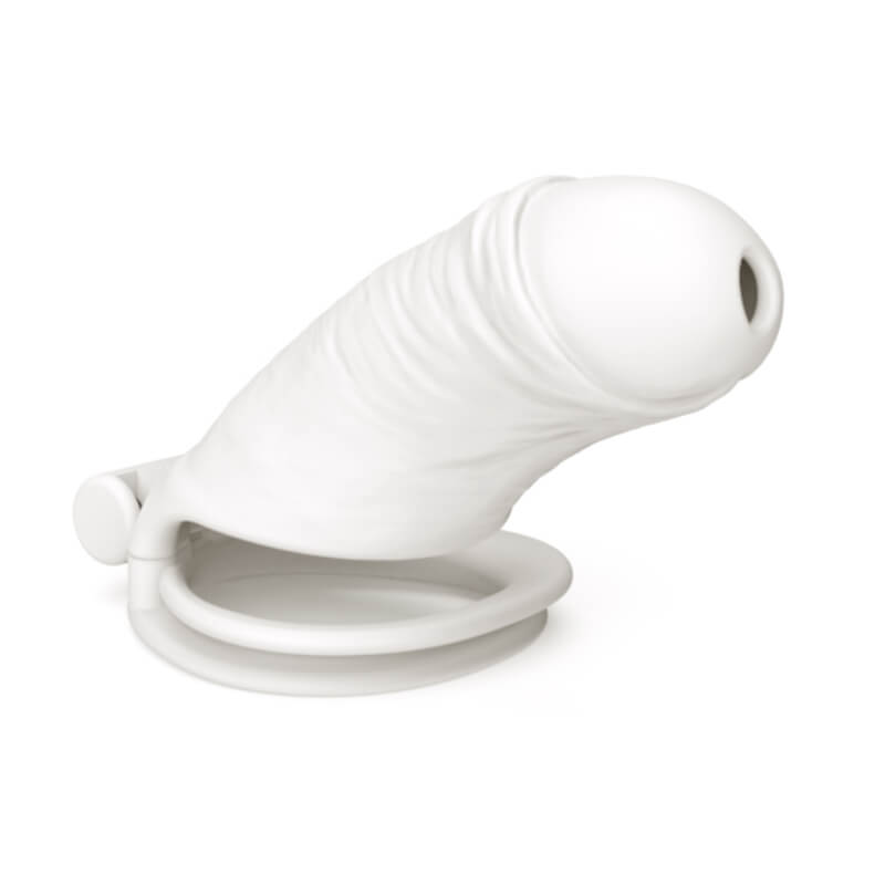 Men's Simulated Penis White Chastity Cage