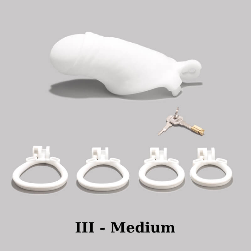 Men's Simulated Penis White Chastity Cage