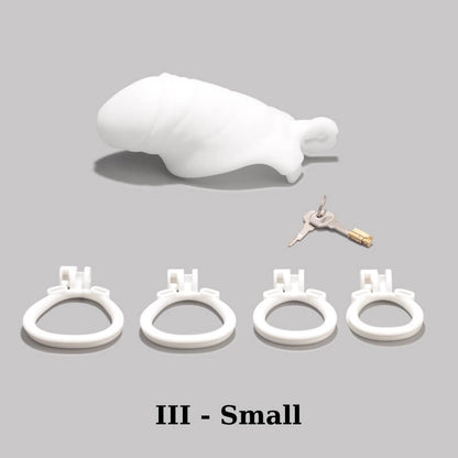 Men's Simulated Penis White Chastity Cage